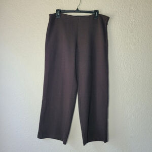NWOT Eileen Fisher Women PL Choco Wide Luxe Trouser Relaxed Wool Blend Brown$168